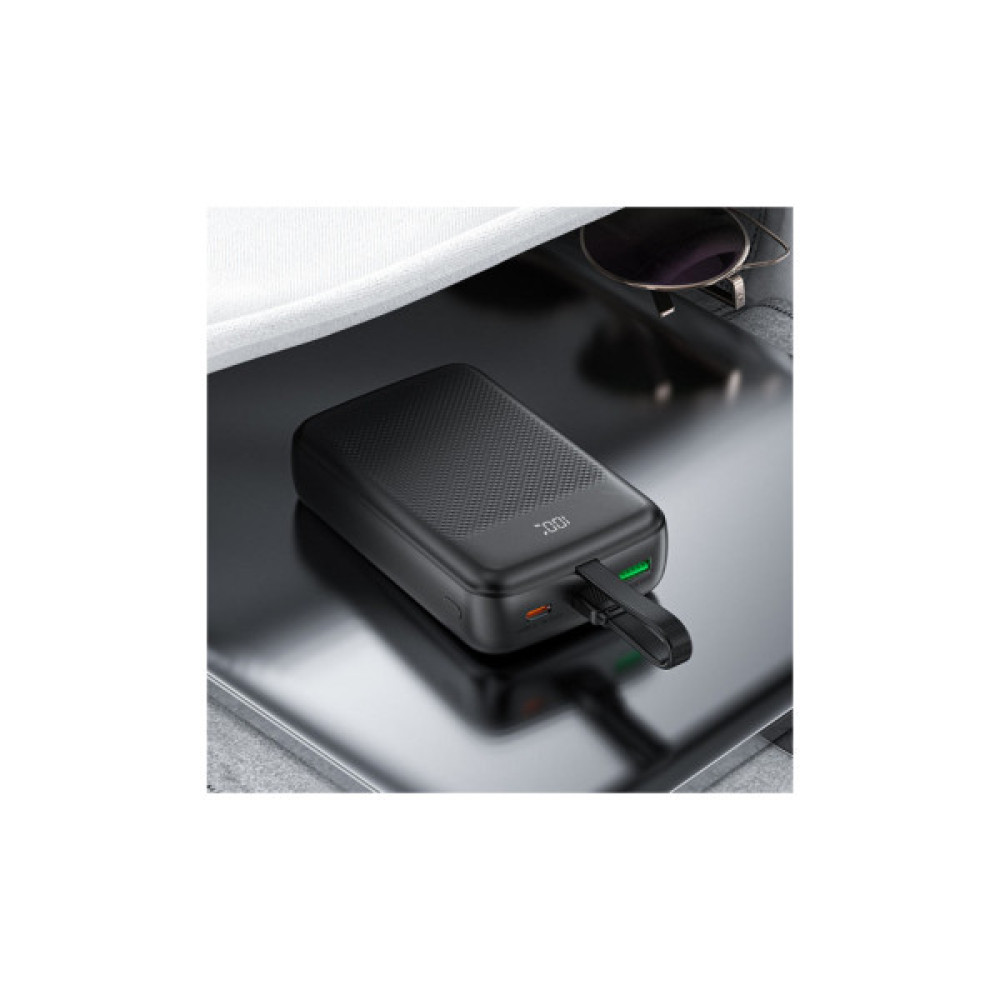 Батарея універсальна Acefast 20000mAh 22,5W PD, QC/3.0 USB-A+USB-C In/Out,build-in cable M14 Black (6974316283966)