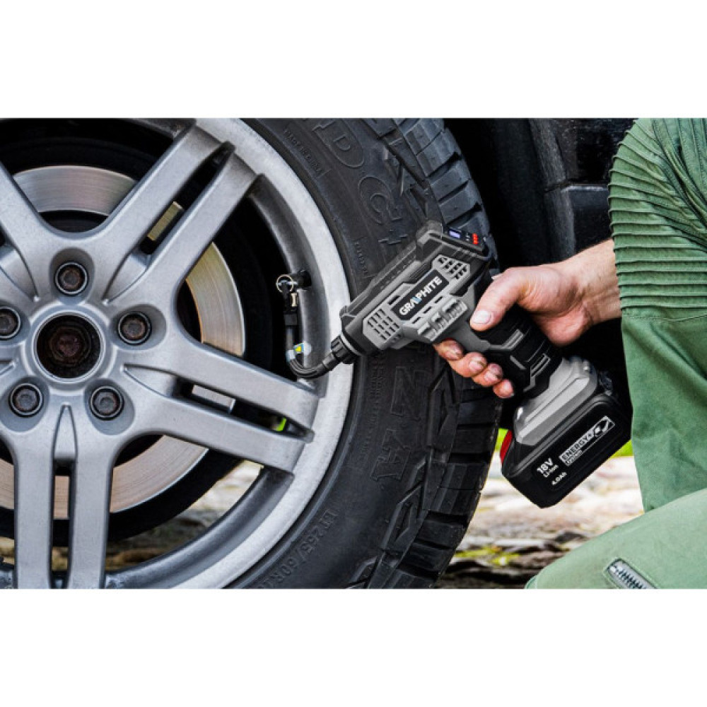 Автомобільний компресор Graphite Energy+ 18V, 7бар (без АКБ та ЗП) (58G041)