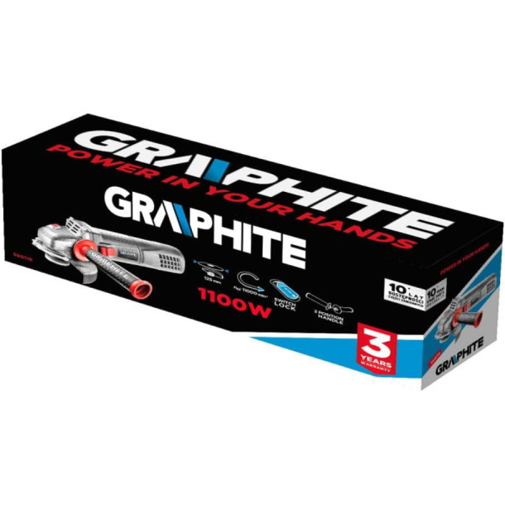 Шліфмашина кутова GRAPHITE 125мм 1100Вт 11000об·хв 2.7кг