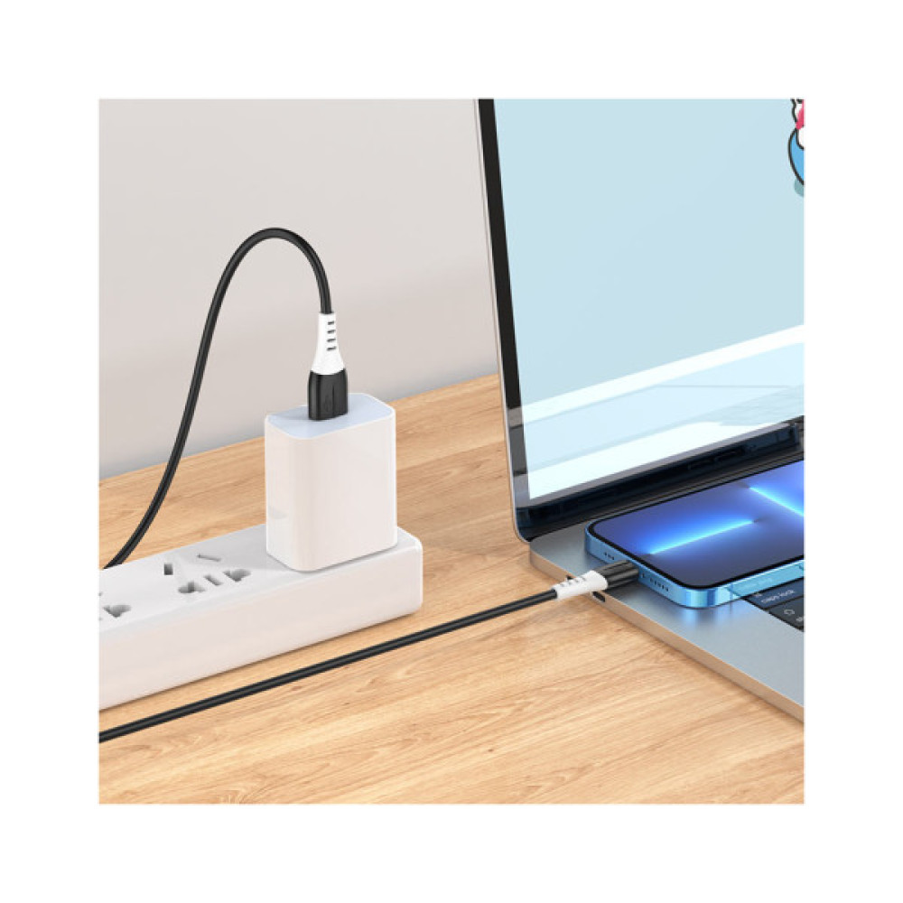 Дата кабель USB 2.0 AM to Lightning 1.0m 2.4A silicone X82 black HOCO (6931474768537)