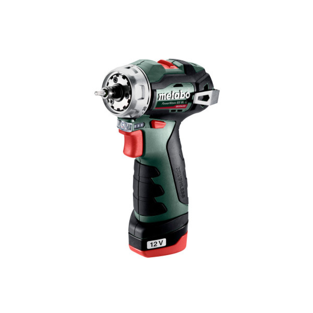 Шурупокрут-дриль акумуляторний Metabo PowerMaxx BS BL Q 12В 2х2.0А·год 20·38Нм кейс 0-400·0-1500об/хв 0.8кг