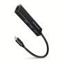 Концентратор AXAGON USB-C to 3xUSB-A + RJ45 0.2m metal black (HMC-GL3A)