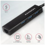 Концентратор AXAGON USB-C to 3xUSB-A + RJ45 0.2m metal black (HMC-GL3A)