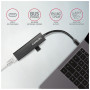 Концентратор AXAGON USB-C to 3xUSB-A + RJ45 0.2m metal black (HMC-GL3A)