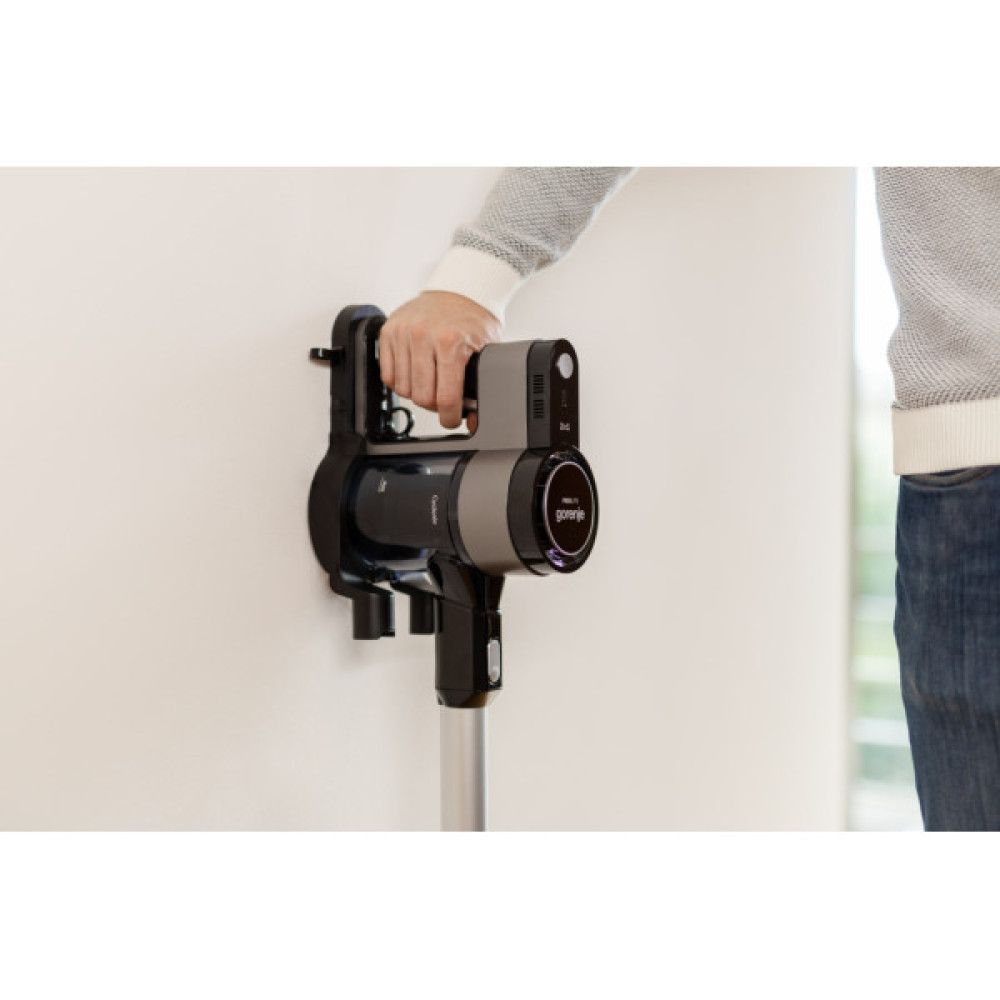 Пилосос Gorenje безпровідний, 132Вт, конт пил -0,5л, автон. робота до 25хв, вага-2,6кг, 2насадки, чорний