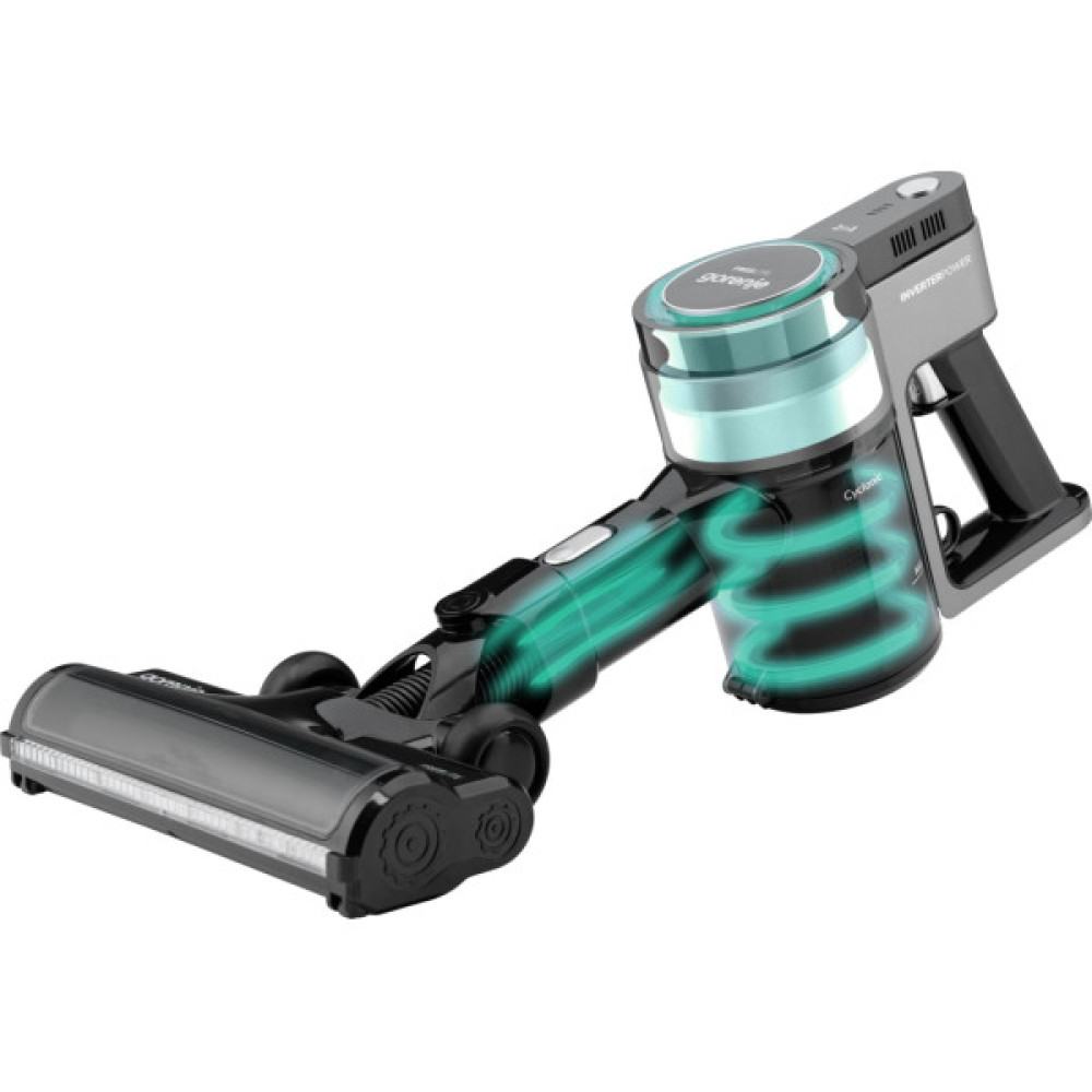 Пилосос Gorenje безпровідний, 132Вт, конт пил -0,5л, автон. робота до 25хв, вага-2,6кг, 2насадки, чорний