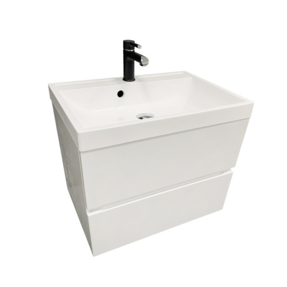 Раковина, умивальник Adamant STRENG NEW, штучний камінь, прямокут., з отвором для змішувача, з отвором для переливу, 690x410x123мм, накладний, білий