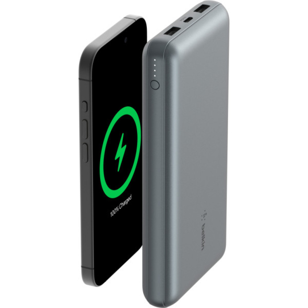 Батарея універсальна Belkin 10000mAh 15W 2xUSB-A, USB-C Gray (BPB011BTGY)