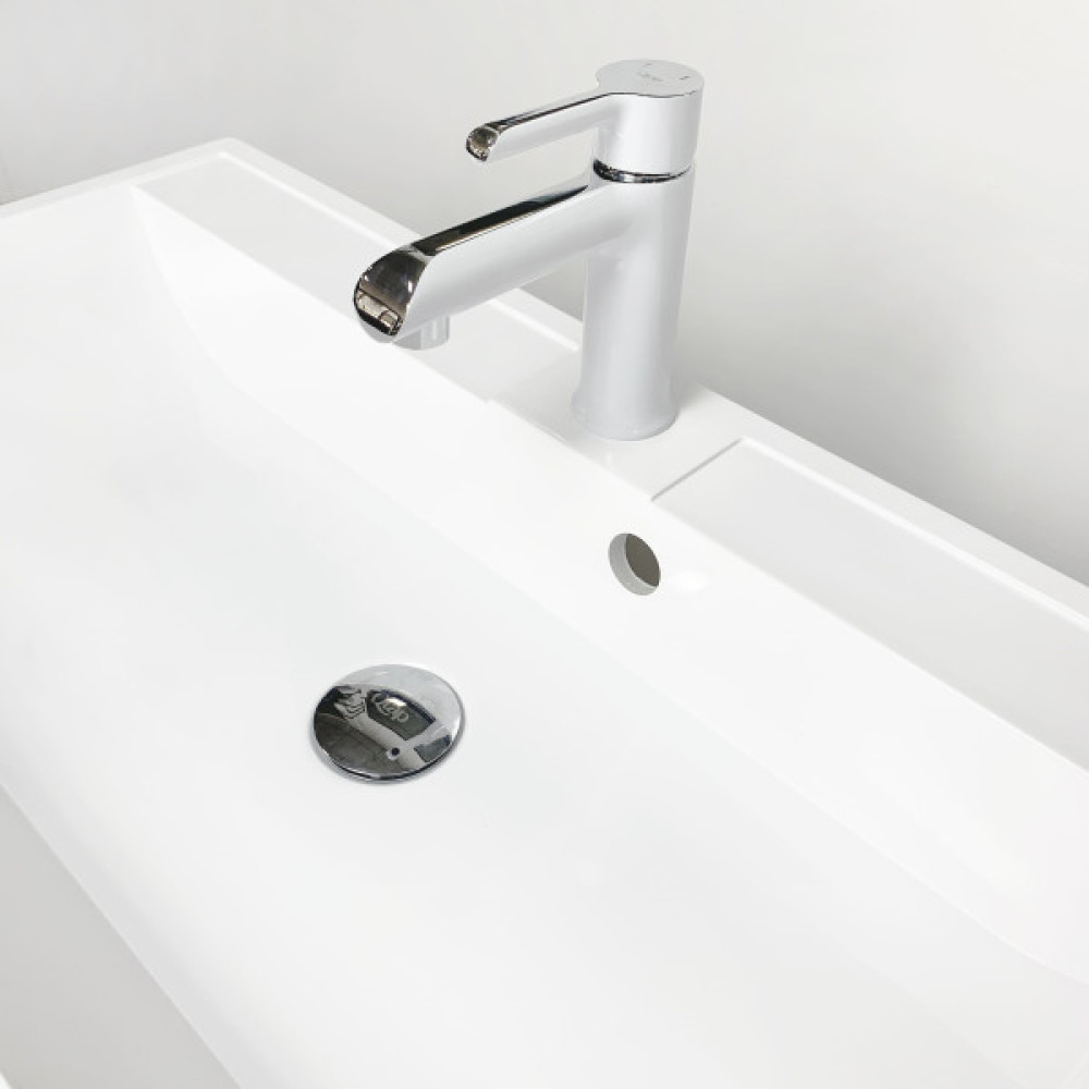 Раковина, умивальник Adamant STRENG NEW, штучний камінь, прямокут., з отвором для змішувача, з отвором для переливу, 790x410x123мм, накладний, білий