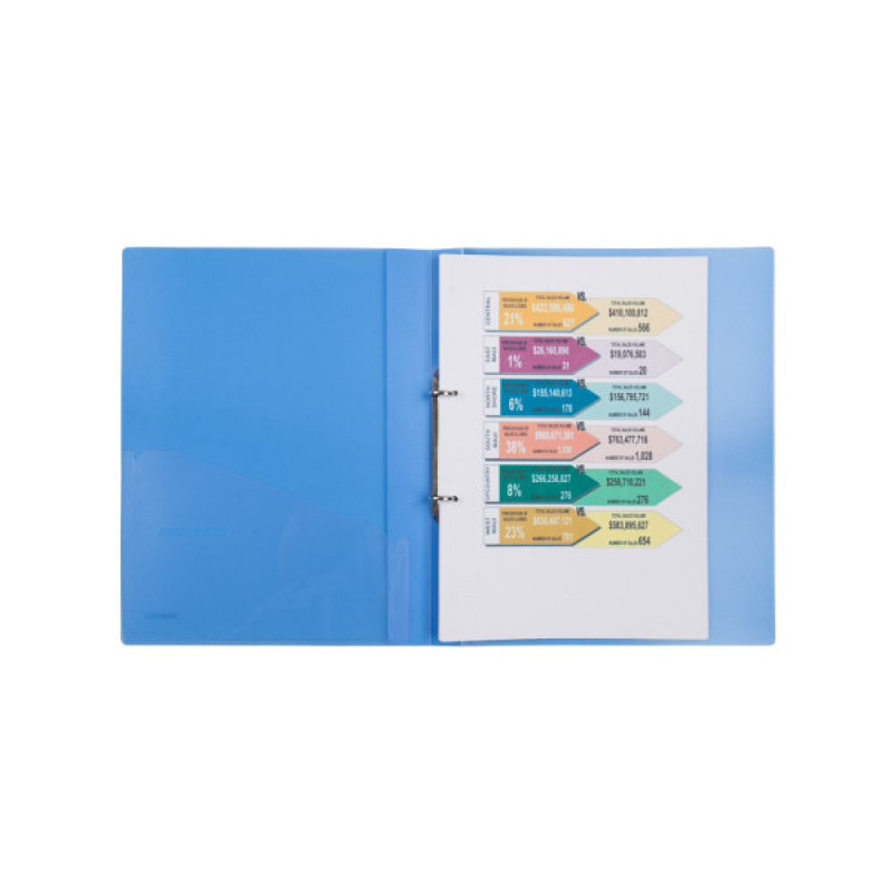 Папка на кільцях Axent А4 з 2-ма кільцями 700 мкм 25 мм Прозора синя (1207-22-A)