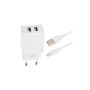 Зарядний пристрій XO L75 2USB/2.4A + MicroUSB White (XO-L75-M)