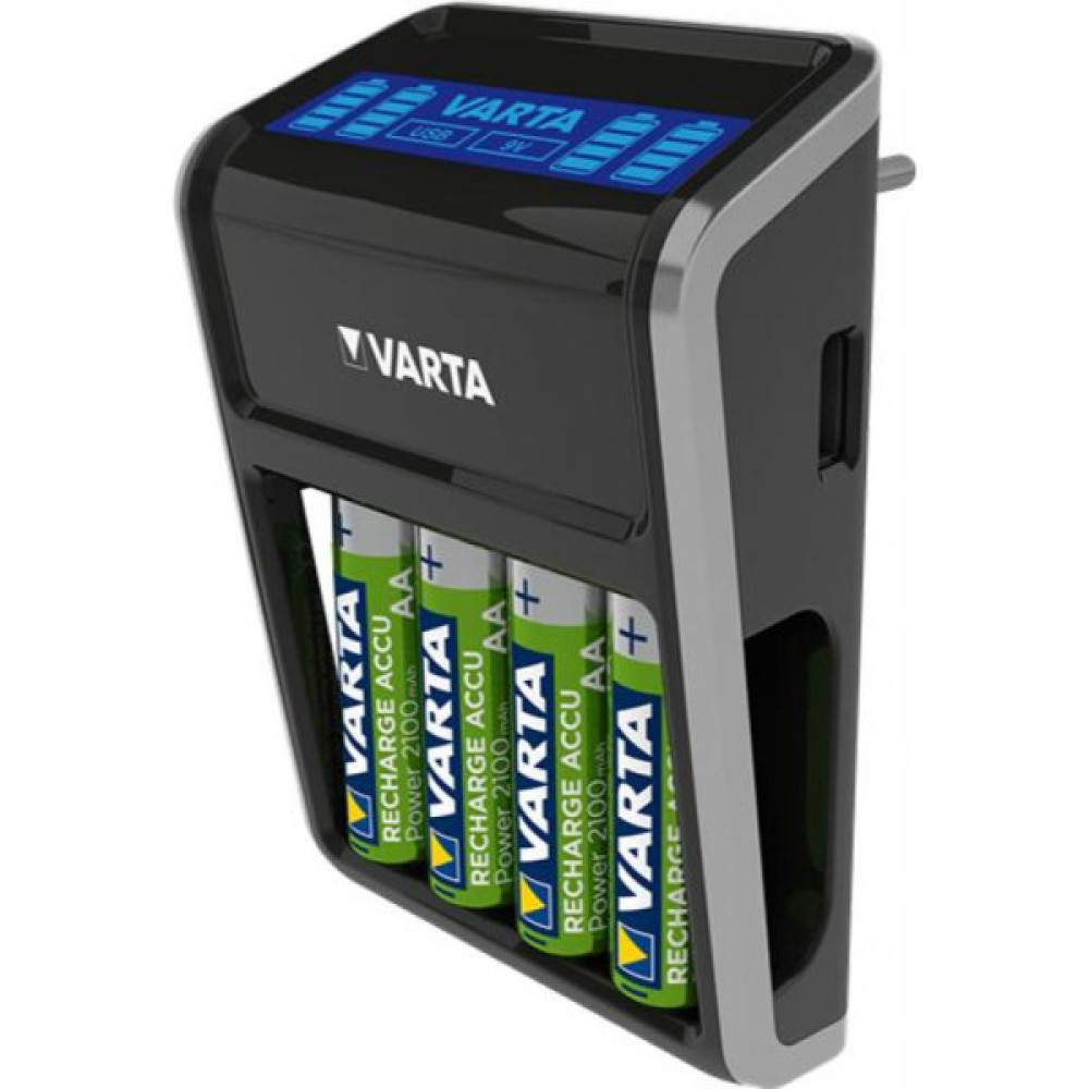 Зарядний пристрій для акумуляторів Varta LCD PLUG CHARGER +4*AA 2100 mAh (57687101441)