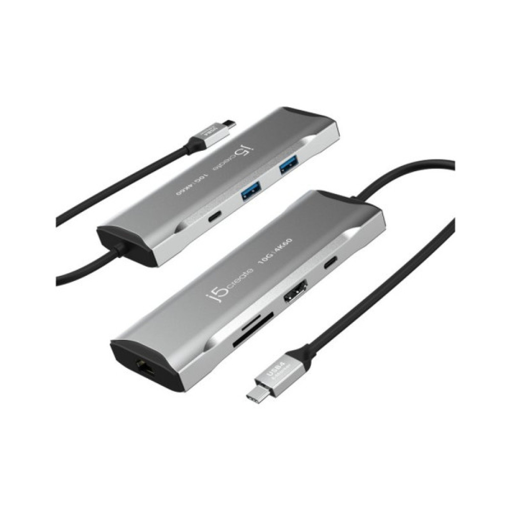 Порт-реплікатор J5create Dock-Station USB-C 10Gbps, 7-in-1 (хаб/HDMI/PD/картридер) (JCD393-N)