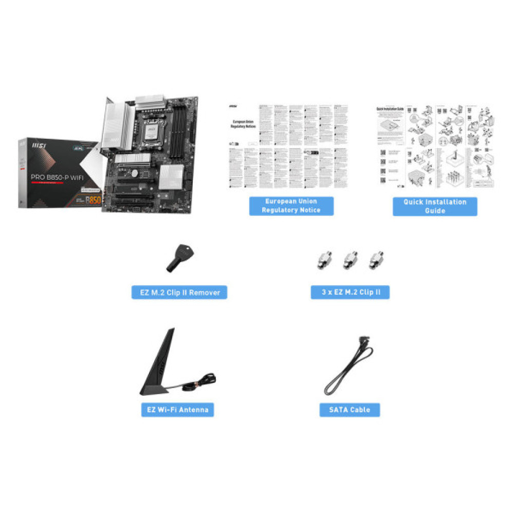 Материнcька плата MSI PRO B850-P WIFI sAM5 B850 4xDDR5 M.2 HDMI Wi-Fi BT ATX