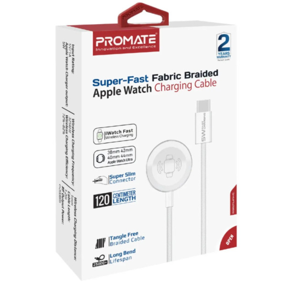 Зарядний пристрій Promate USB-C to Apple Watch 1.2m 5V/1A (watchlink-c)