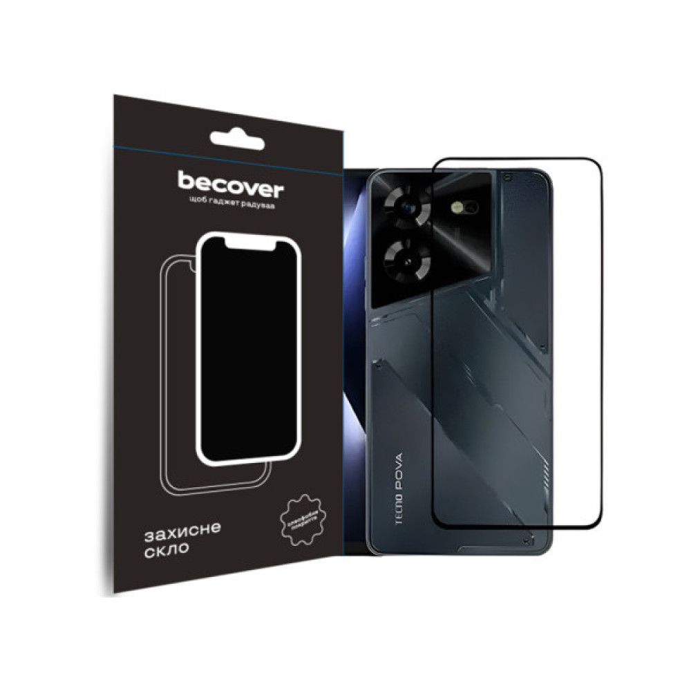 Скло захисне BeCover Tecno POVA 5 (LH7n) Black (710031) Скло захисне BeCover Tecno POVA 5 (LH7n) Black (710031)