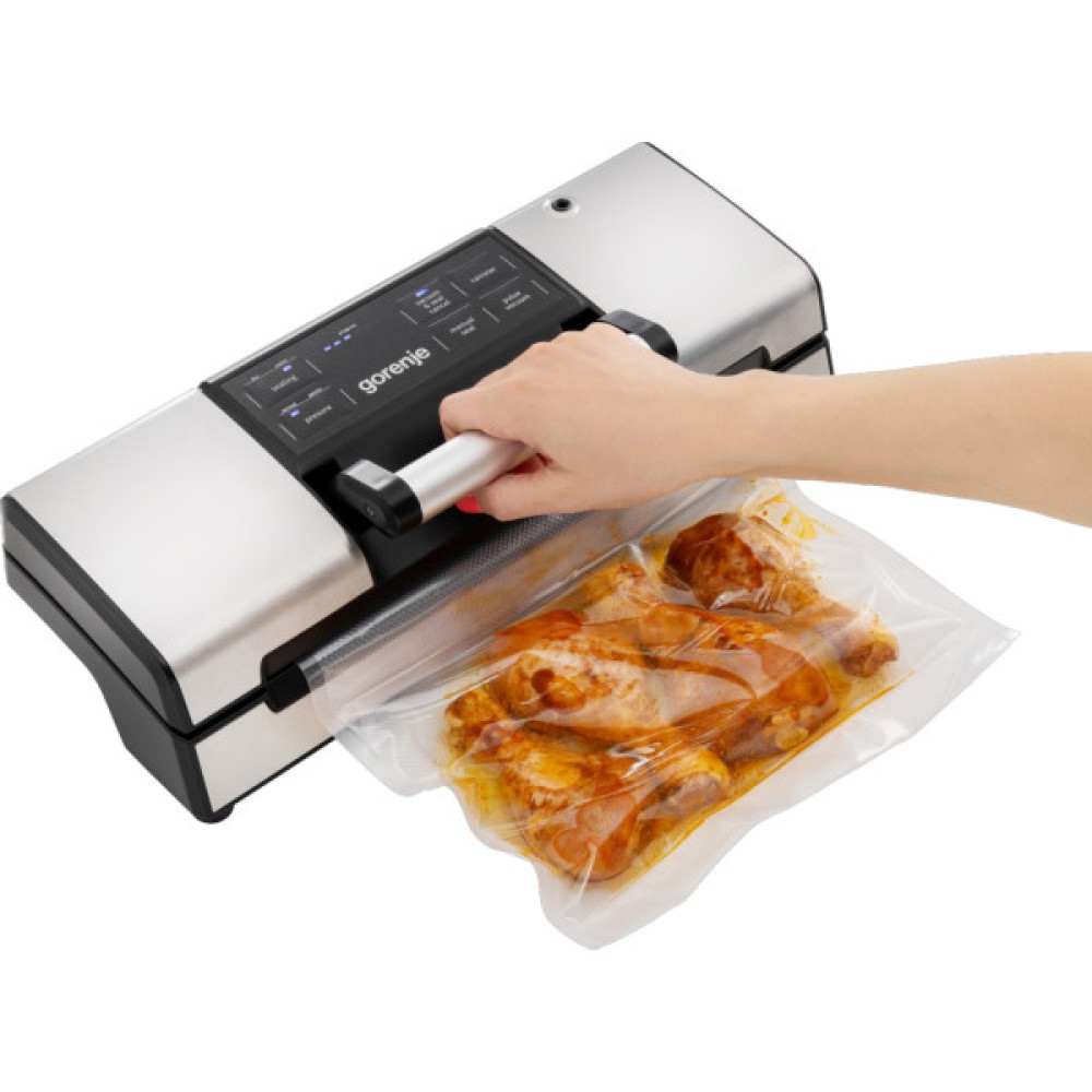 Вакууматор Gorenje для пакетів, 120Вт, 30см, електронне керування, +10 пакетів, нерж, чорний