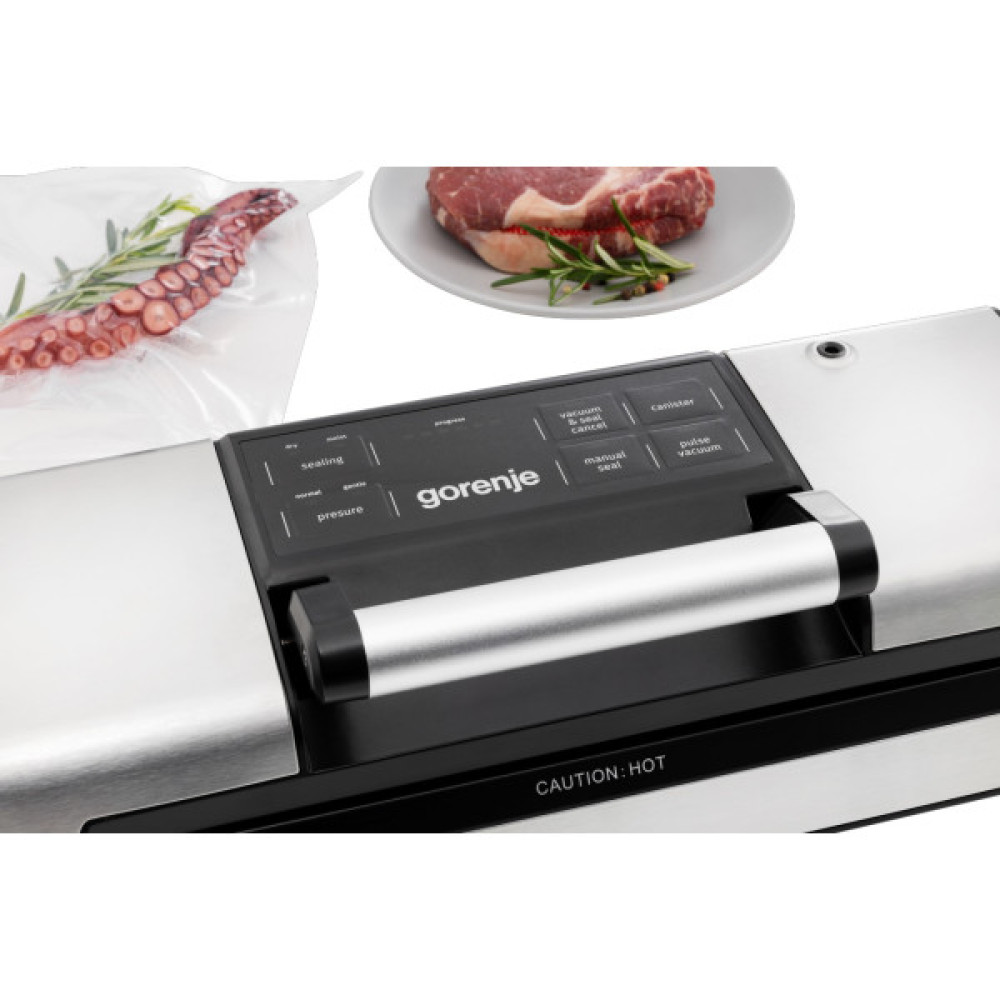 Вакууматор Gorenje для пакетів, 120Вт, 30см, електронне керування, +10 пакетів, нерж, чорний