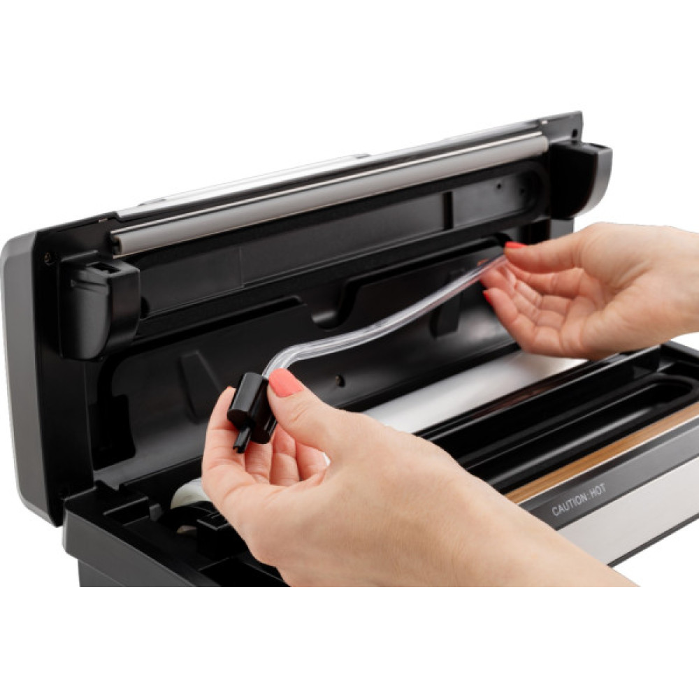 Вакууматор Gorenje для пакетів, 120Вт, 30см, електронне керування, +10 пакетів, нерж, чорний