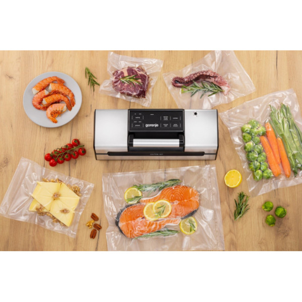 Вакууматор Gorenje для пакетів, 120Вт, 30см, електронне керування, +10 пакетів, нерж, чорний
