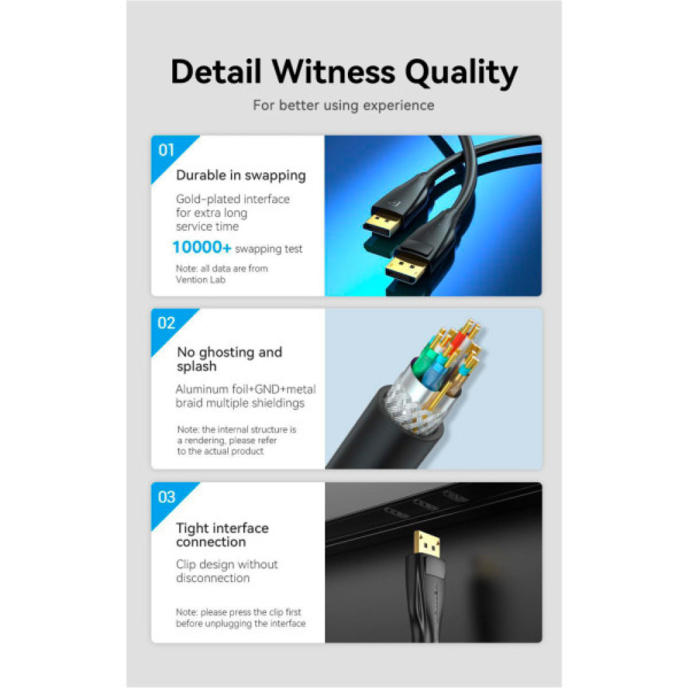 Кабель мультимедійний DisplayPort M to DisplayPort M 1.5m V1.4 8K black Vention (HCDBG)