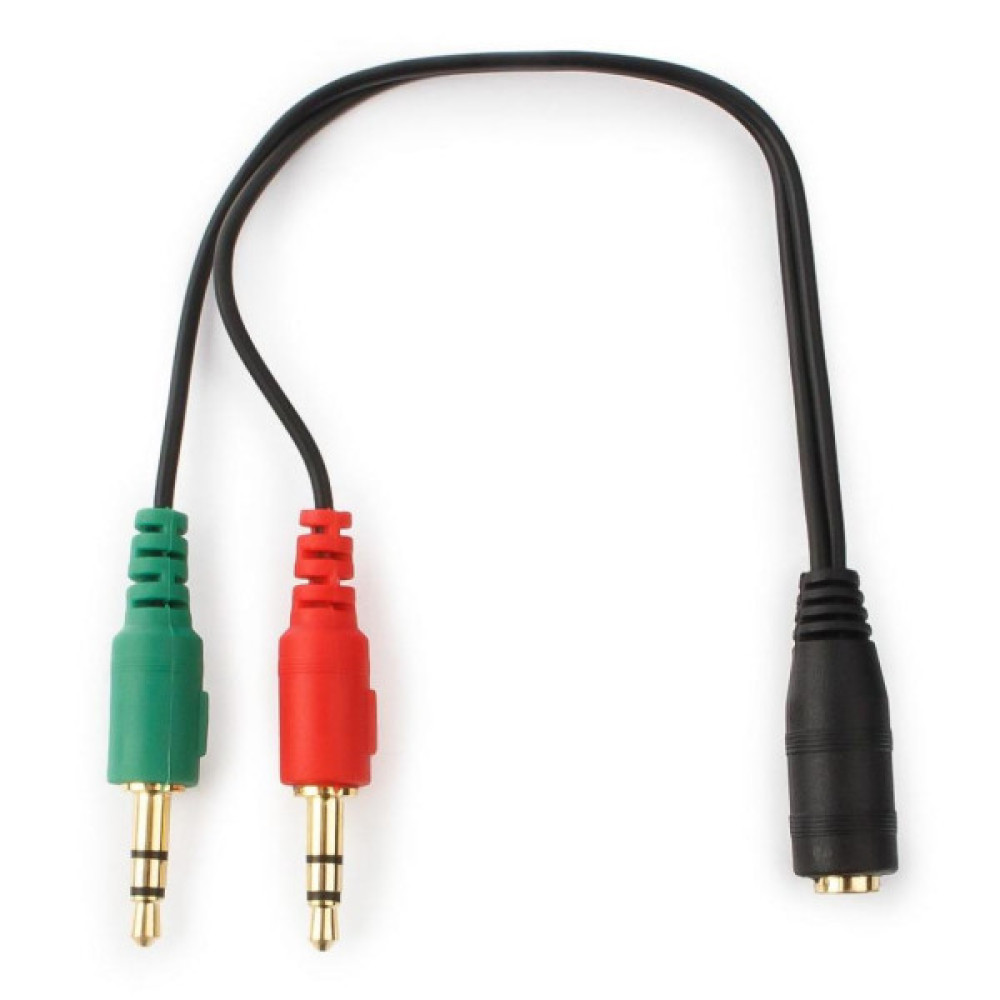 Кабель мультимедійний 3.5mm M to 2x3.5mm M 0.2m (4pin) Cablexpert (CCA-418)
