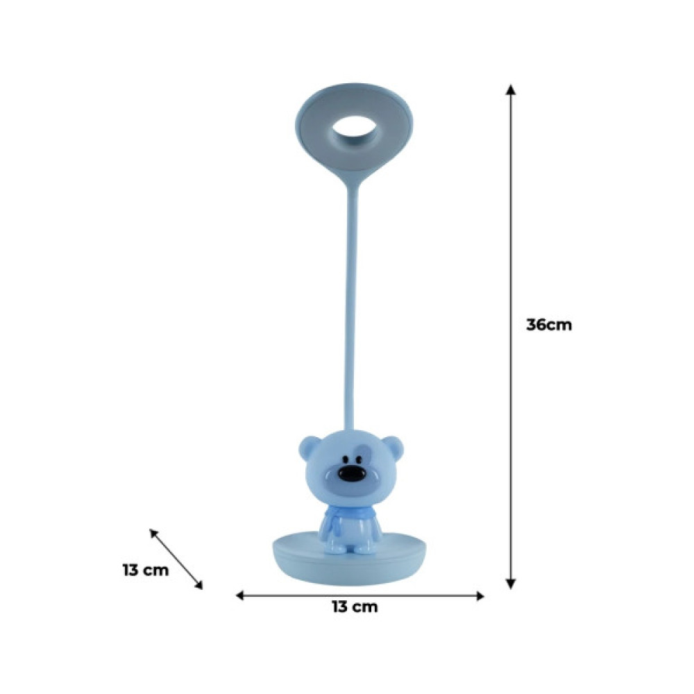 Настільна лампа Kite Bear LED з акумулятором, блакитна (K24-492-2-3)