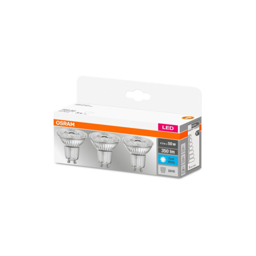 Лампочка Osram Набір 3шт LED PAR16 4.3W (350Lm) 4000К GU10 (4058075818415) Лампочка Osram Набір 3шт LED PAR16 4.3W (350Lm) 4000К GU10 (4058075818415)