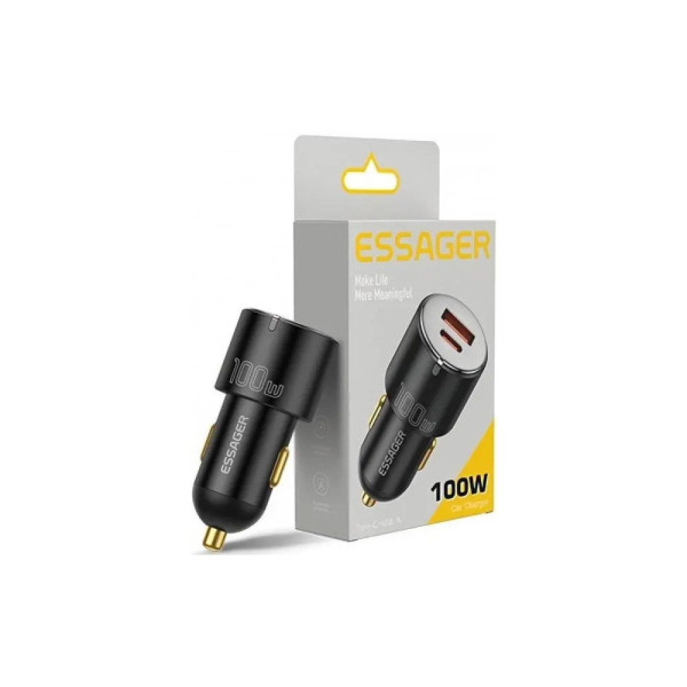 Зарядний пристрій Essager 1xUSB-C 100W + 1xUSB black (ECCAC-QTZ01)