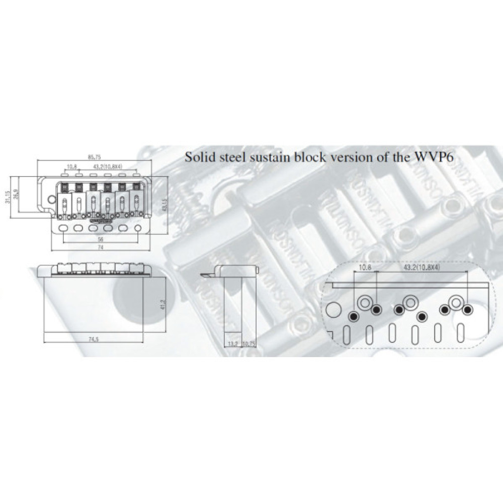 Бридж для гітари Paxphil WVP6SB Chrome