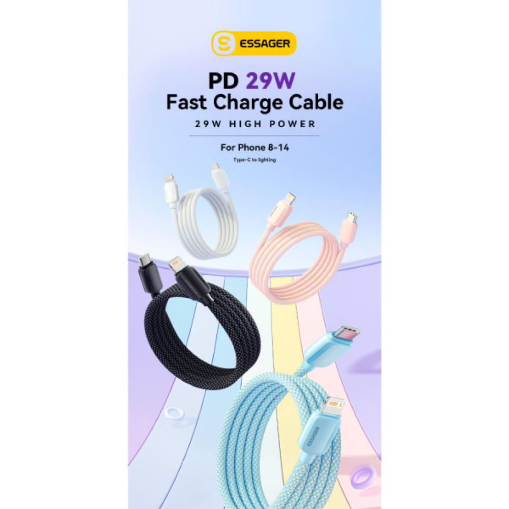 Дата кабель USB-C to Lightning 2.0m 20W blue Essager (EXCTL-WLA03-P)