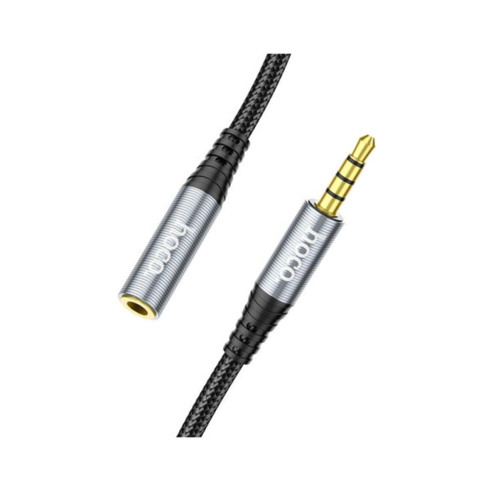 Кабель мультимедійний 3.5mm M to 3.5mm F 2.0m Gray HOCO (6931474762160)