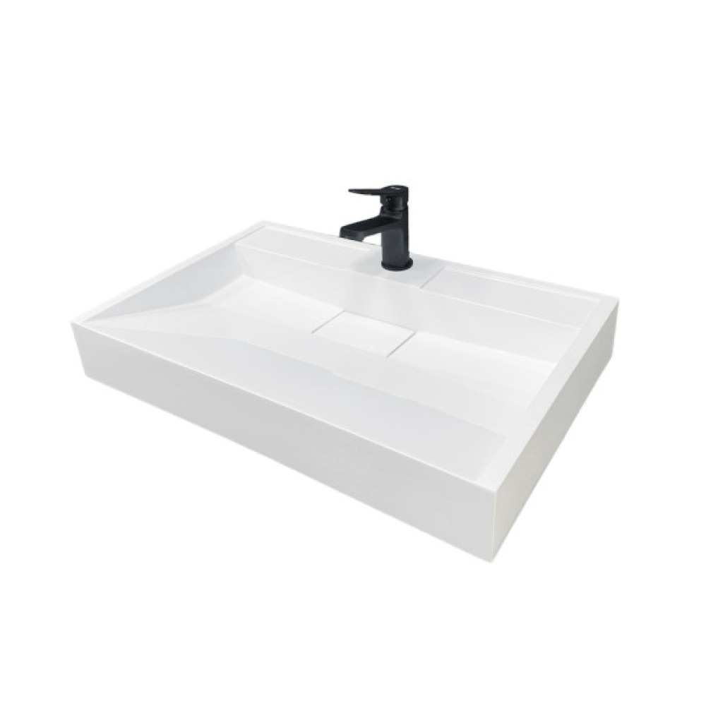 Раковина, умивальник Adamant VISION, штучний камінь, прямокут., з отвором для змішувача, без переливу, 700х455х110мм, накладний, білий