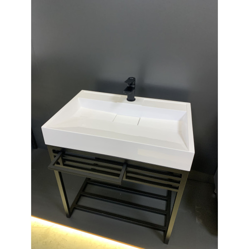 Раковина, умивальник Adamant VISION, штучний камінь, прямокут., з отвором для змішувача, без переливу, 700х455х110мм, накладний, білий