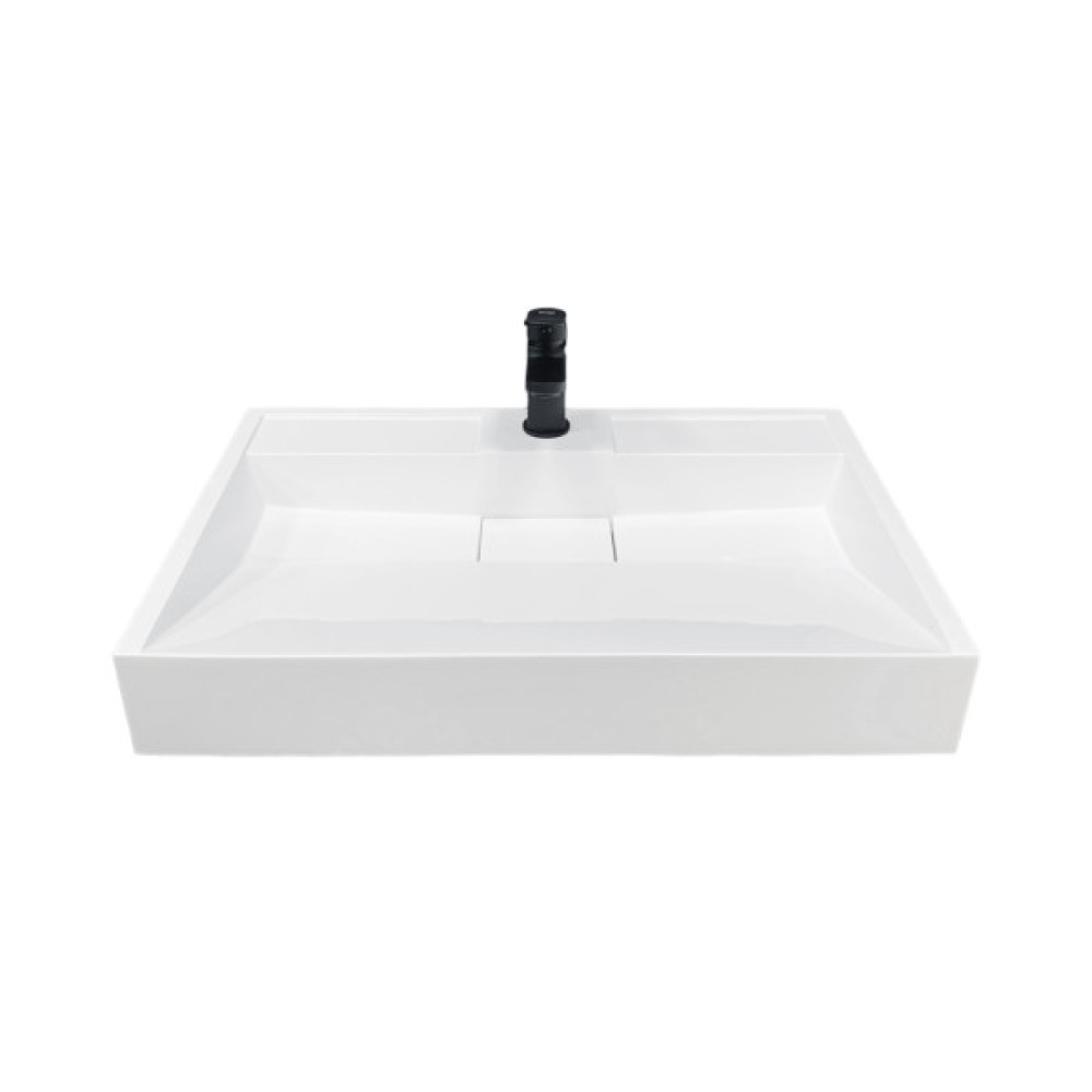 Раковина, умивальник Adamant VISION, штучний камінь, прямокут., з отвором для змішувача, без переливу, 700х455х110мм, накладний, білий