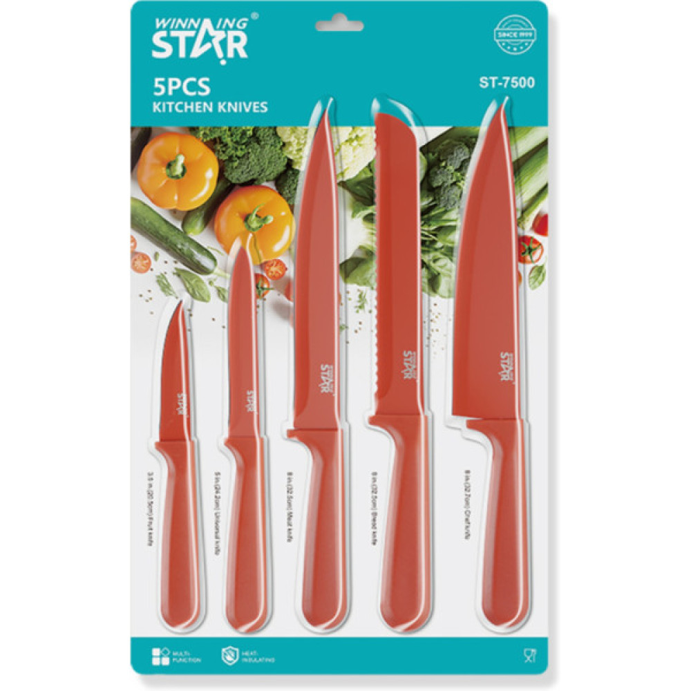 Набір ножів WINNINGSTAR ST-7804 5 предметів Red (WNNGS-ST-7804-RD)