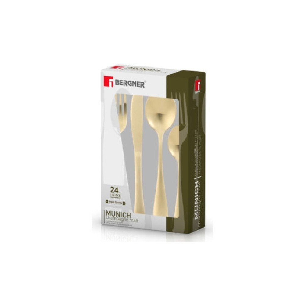 Набір столових приборів Bergner Munich champagne matt, 24 предмета (BG-5139-CH)