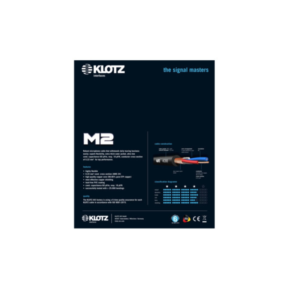 Мікрофонний кабель Klotz M2 Superior Microphone Cable 1 m (228276)