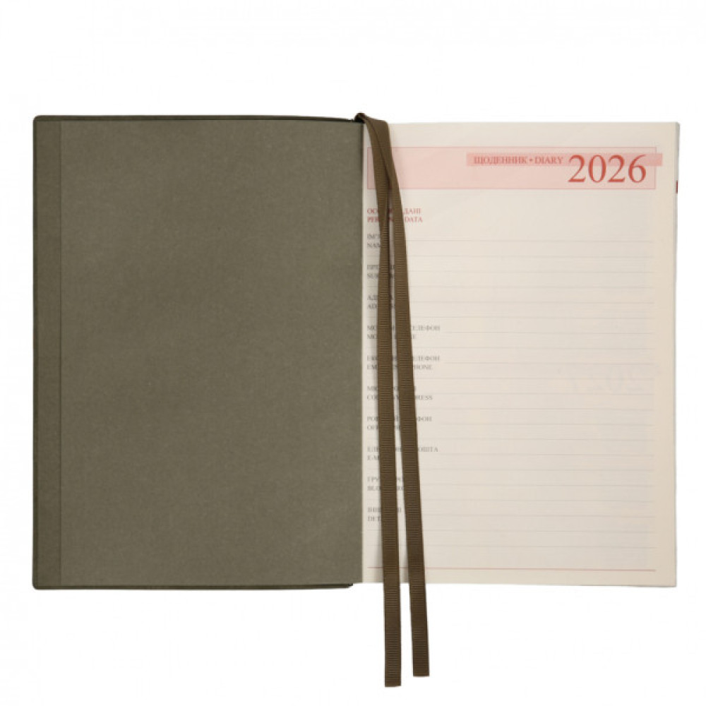 Тижневик Leo planner А5 датований 2026 "Velvet", м‘який, темно-зелений, 368 сторінок (252637)