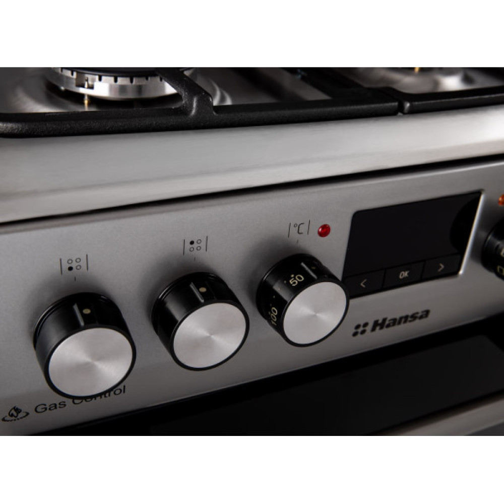 Плита Hansa комбінована, 65л, 50x60см, дисплей, конвекція, чавун, нерж