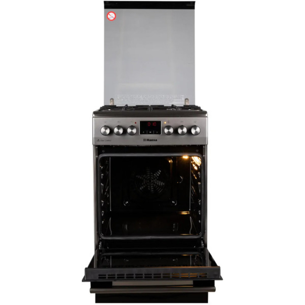 Плита Hansa комбінована, 65л, 50x60см, дисплей, конвекція, чавун, нерж