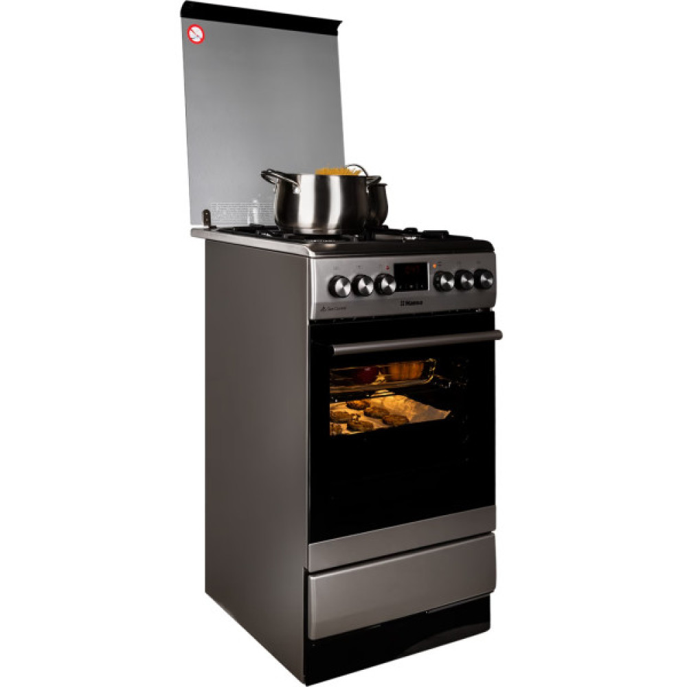 Плита Hansa комбінована, 65л, 50x60см, дисплей, конвекція, чавун, нерж