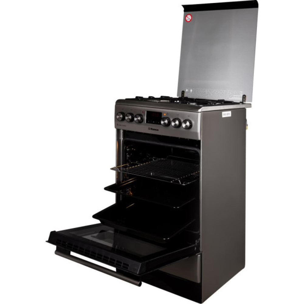 Плита Hansa комбінована, 65л, 50x60см, дисплей, конвекція, чавун, нерж