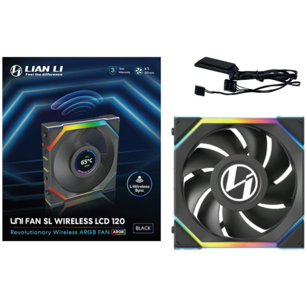 Кулер до корпусу Lian Li UNI Fan SL WIRELESS LCD 120-1, Black (G99.12SLLCD1W1B.00)