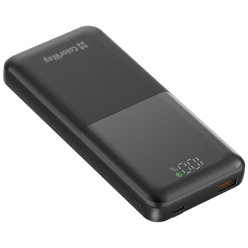 Батарея універсальна ColorWay 10 000 mAh PD/22.5W, QC/3.0, LCD, Black (CW-PB100LPB3BK-PDD)