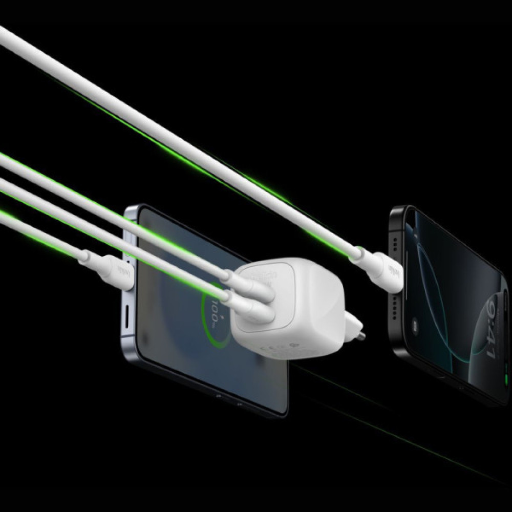 Зарядний пристрій Belkin 2xUSB-C PD50W GaN PPS white (WCH019KQWH)