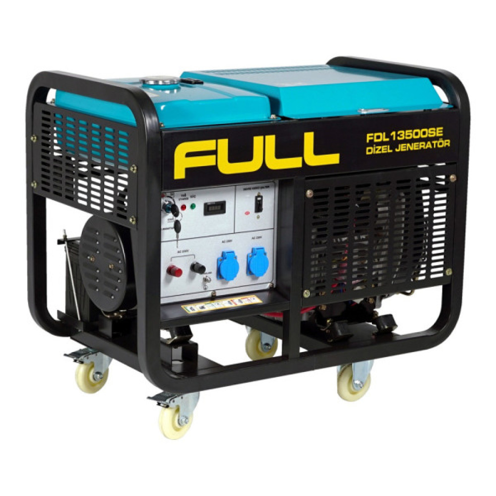 Генератор FULL дизельний FDL13500SE, 230V, 50Hz, 13.75kVA/11kW, 25 л, 3,5 л/год, ручний/стартер (FDL13500SE)
