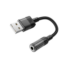 Звукова плата HOCO LS37 Spirit transparent USB to 3.5mm Black (6942007612562)
