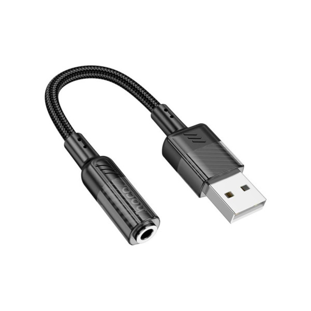 Звукова плата HOCO LS37 Spirit transparent USB to 3.5mm Black (6942007612562)