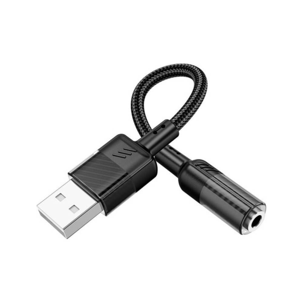 Звукова плата HOCO LS37 Spirit transparent USB to 3.5mm Black (6942007612562)